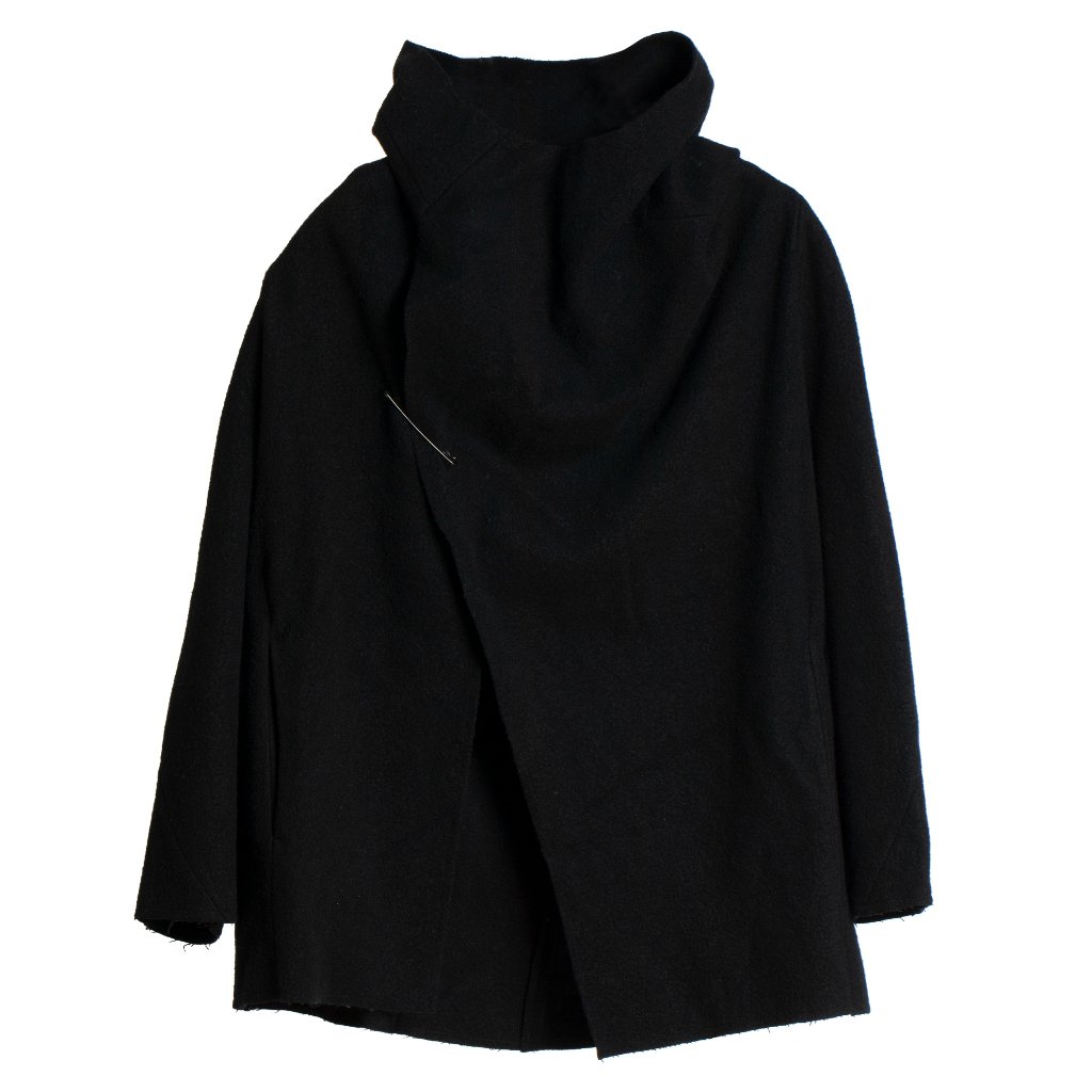 Rrp 1,500 Lumen Et Umbra (Italy) Cashmere Melton Draped Wrap Jacket : 44